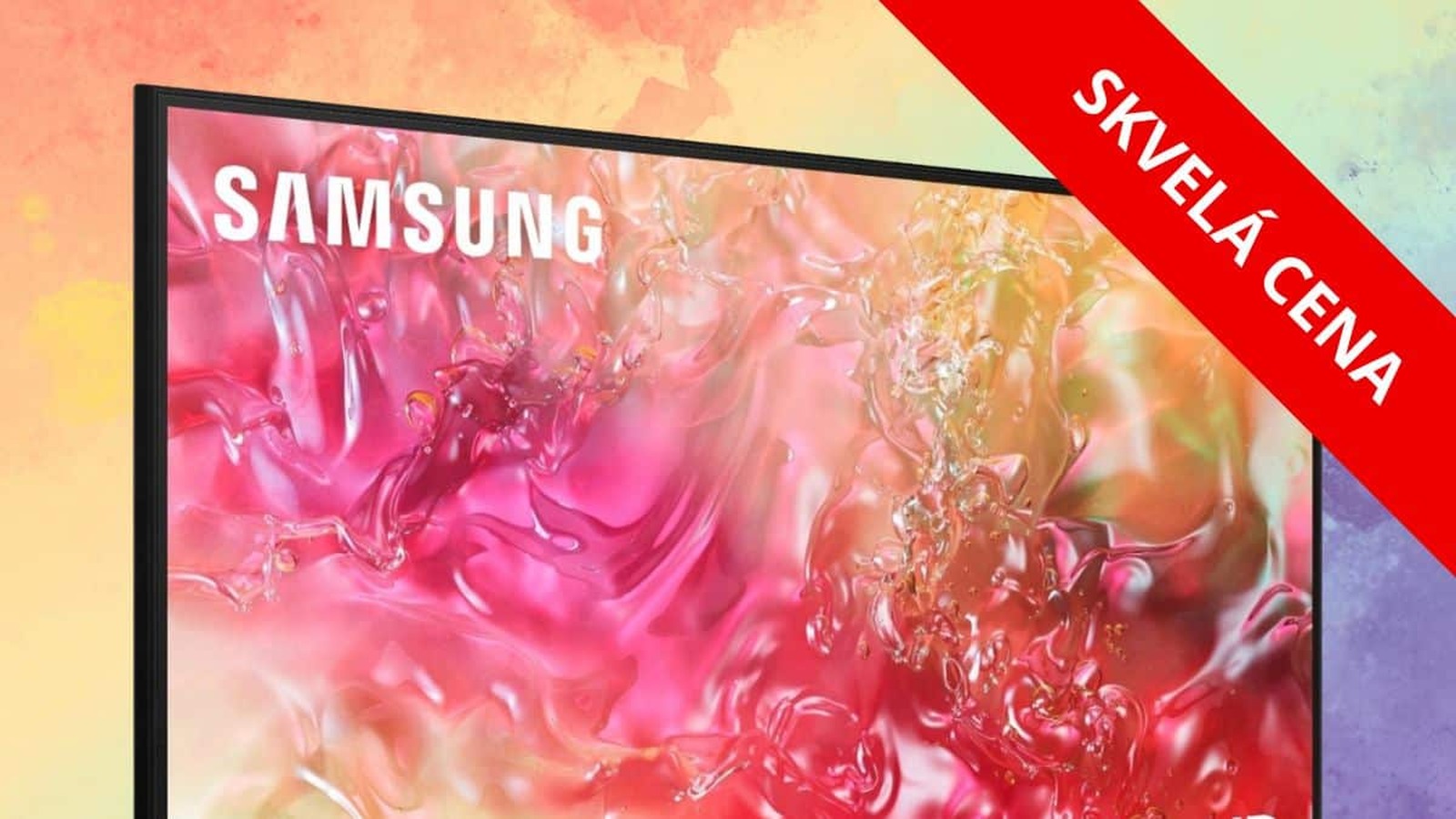 Smart televízor Samsung UE50DU7172U s bezrámčekovým dizajnom, živými farbami a označením „Skvelá cena“.