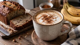 Banana Bread Latte so škoricou, banánovým chlebíkom a zrelými banánmi
